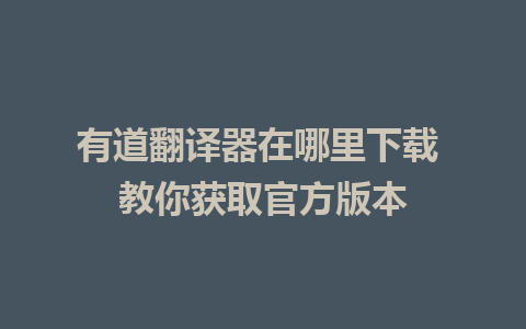 有道翻译器在哪里下载 教你获取官方版本