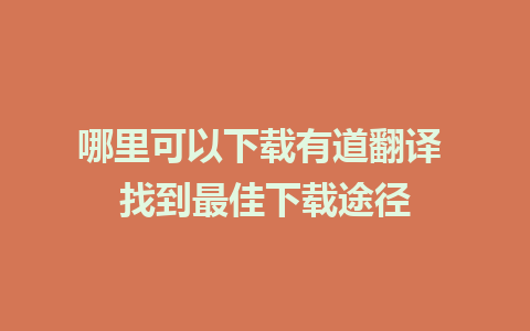 哪里可以下载有道翻译 找到最佳下载途径