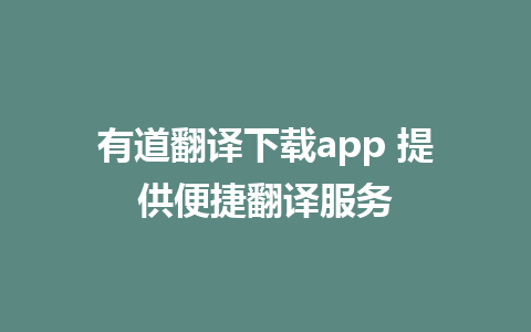 有道翻译下载app 提供便捷翻译服务