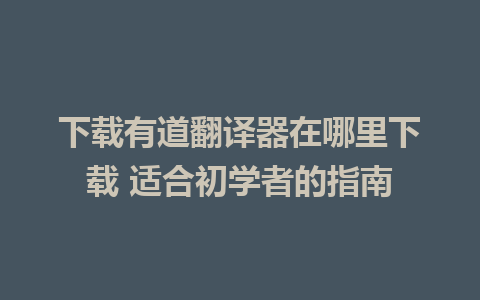 下载有道翻译器在哪里下载 适合初学者的指南