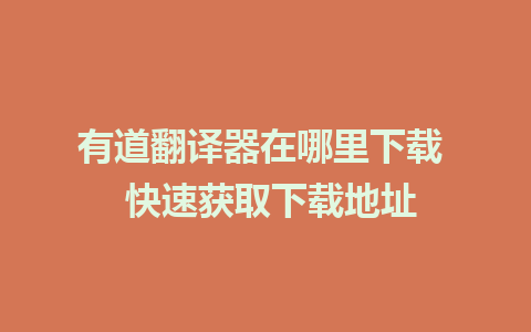 有道翻译器在哪里下载  快速获取下载地址