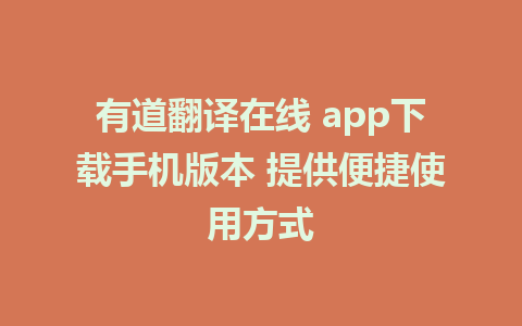 有道翻译在线 app下载手机版本 提供便捷使用方式