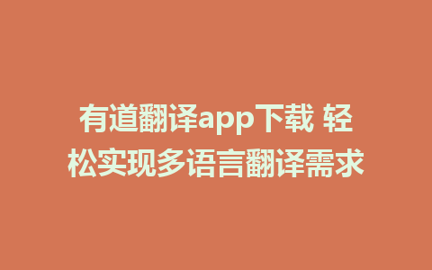 有道翻译app下载 轻松实现多语言翻译需求