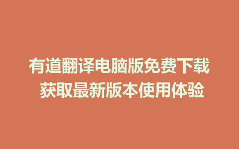 有道翻译电脑版免费下载 获取最新版本使用体验