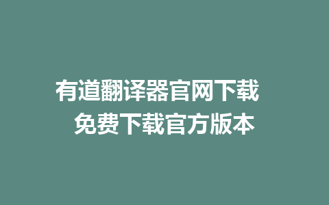 有道翻译器官网下载  免费下载官方版本