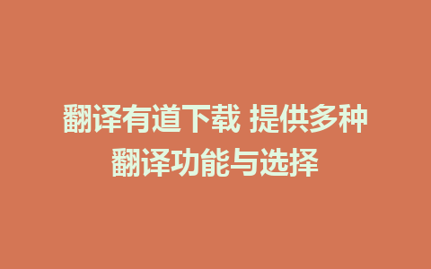 翻译有道下载 提供多种翻译功能与选择