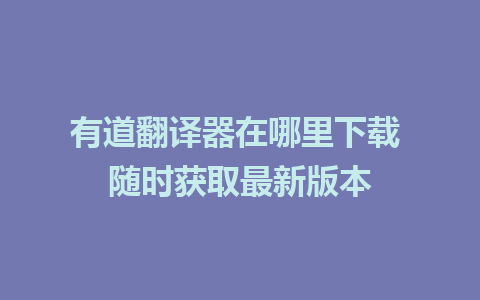 有道翻译器在哪里下载 随时获取最新版本