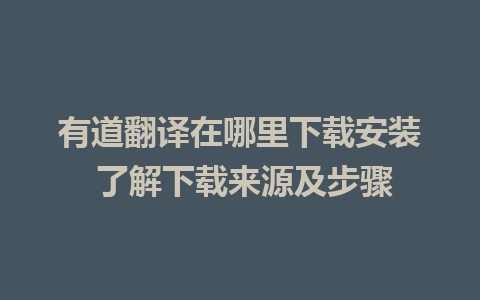 有道翻译在哪里下载安装 了解下载来源及步骤