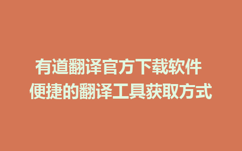 有道翻译官方下载软件 便捷的翻译工具获取方式