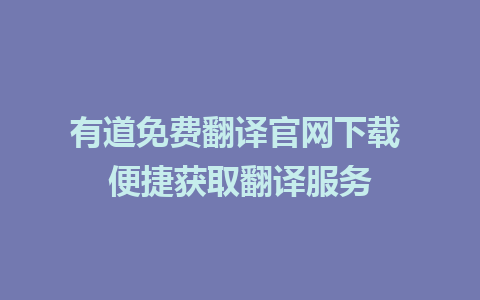 有道免费翻译官网下载 便捷获取翻译服务