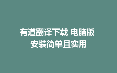 有道翻译下载 电脑版 安装简单且实用