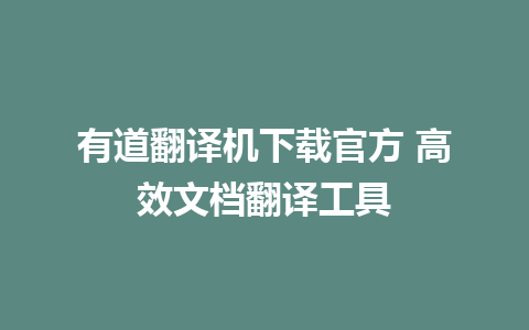 有道翻译机下载官方 高效文档翻译工具