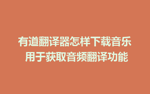 有道翻译器怎样下载音乐 用于获取音频翻译功能