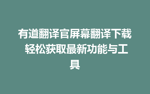 有道翻译官屏幕翻译下载 轻松获取最新功能与工具