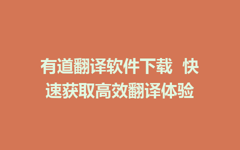 有道翻译软件下载  快速获取高效翻译体验