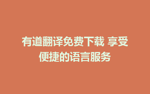 有道翻译免费下载 享受便捷的语言服务