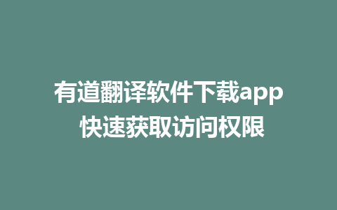 有道翻译软件下载app 快速获取访问权限