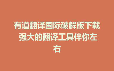 有道翻译国际破解版下载 强大的翻译工具伴你左右