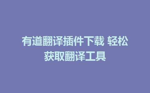 有道翻译插件下载 轻松获取翻译工具