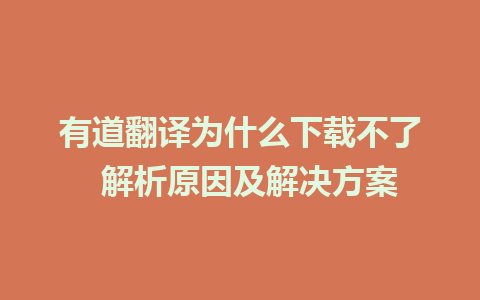 有道翻译为什么下载不了  解析原因及解决方案