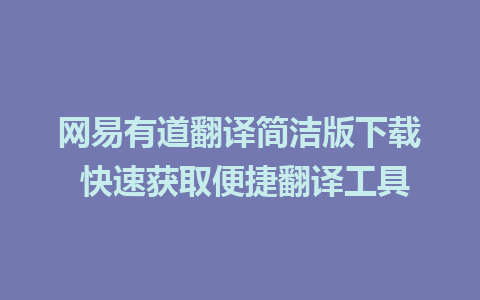 网易有道翻译简洁版下载 快速获取便捷翻译工具