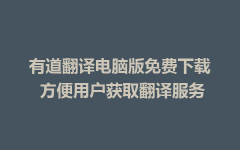 有道翻译电脑版免费下载 方便用户获取翻译服务