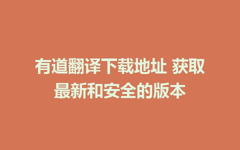 有道翻译下载地址 获取最新和安全的版本