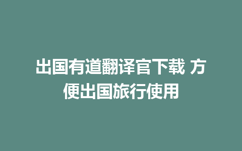 出国有道翻译官下载 方便出国旅行使用