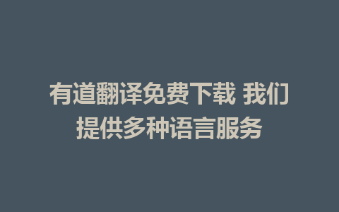 有道翻译免费下载 我们提供多种语言服务