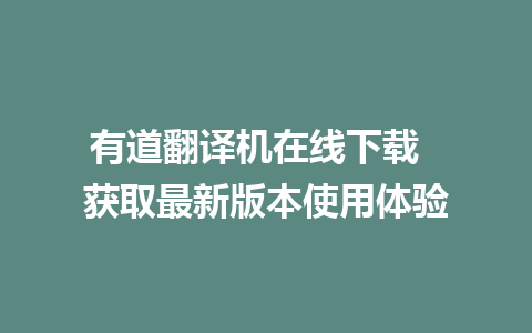 有道翻译机在线下载  获取最新版本使用体验