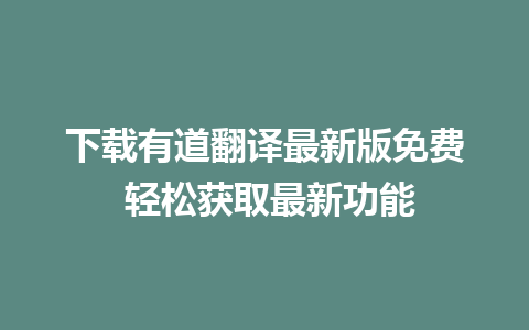 下载有道翻译最新版免费 轻松获取最新功能