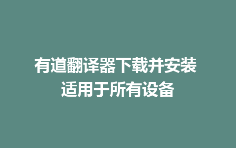 有道翻译器下载并安装 适用于所有设备