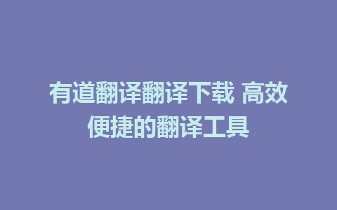 有道翻译翻译下载 高效便捷的翻译工具