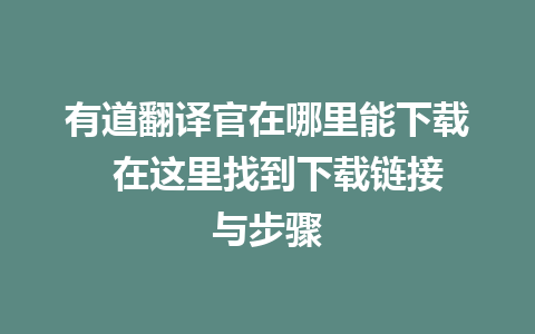 有道翻译官在哪里能下载  在这里找到下载链接与步骤