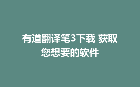 有道翻译笔3下载 获取您想要的软件