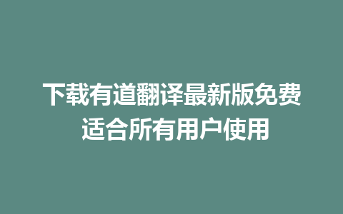 下载有道翻译最新版免费 适合所有用户使用