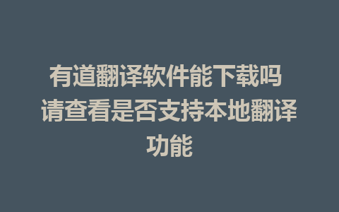 有道翻译软件能下载吗 请查看是否支持本地翻译功能