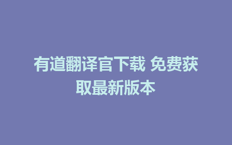 有道翻译官下载 免费获取最新版本