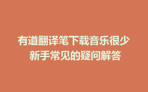 有道翻译笔下载音乐很少 新手常见的疑问解答