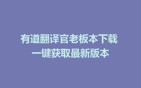 有道翻译官老板本下载 一键获取最新版本