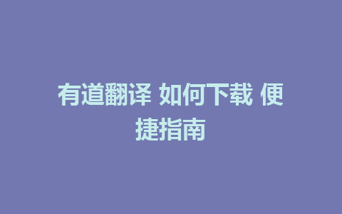 有道翻译 如何下载 便捷指南